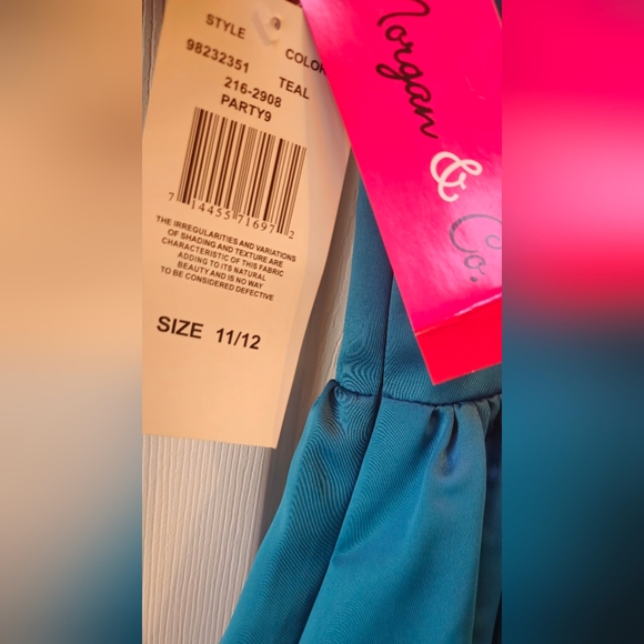 NWT- Morgan & Co Teal Satin Strapless Mini Dress w/Bubble Hem- Size 11/12 Junior - Picture 4 of 9